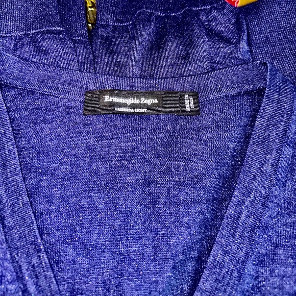 Ermenegildo Zegna Cashseta V Neck Sweater Men Deep Blue, 52, Cashmere Silk $1390 - Picture 4 of 10